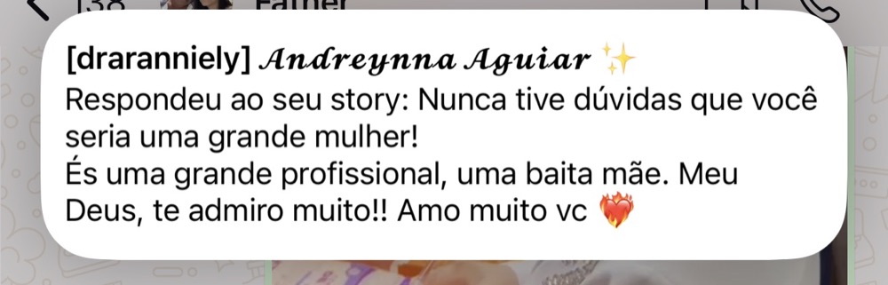 Print do feedback de Andreynna Aguiar